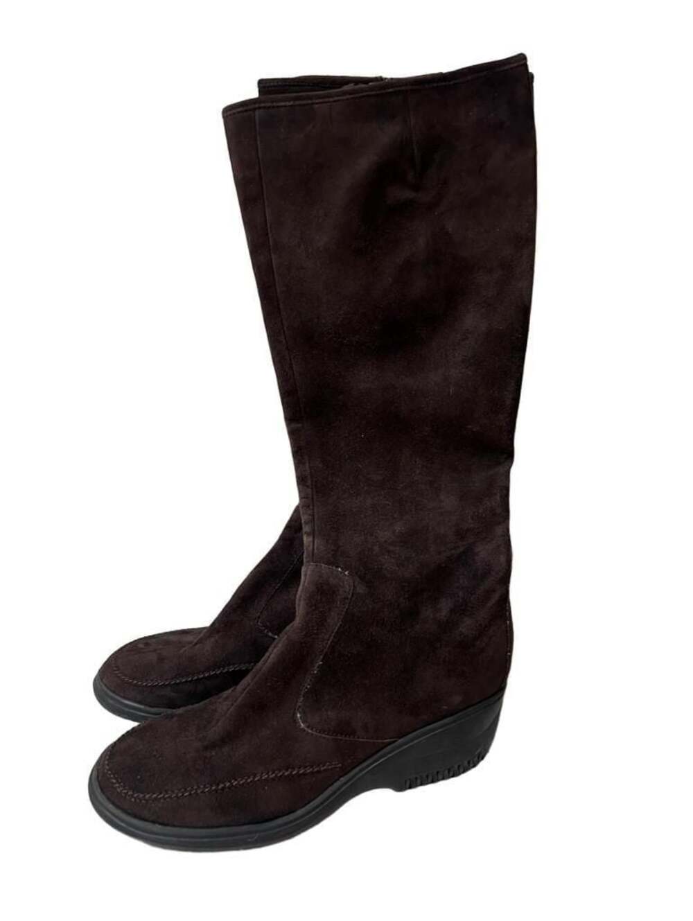Via Spiga Brown Suede Knee High Zip Wedge Boots Size 9 M